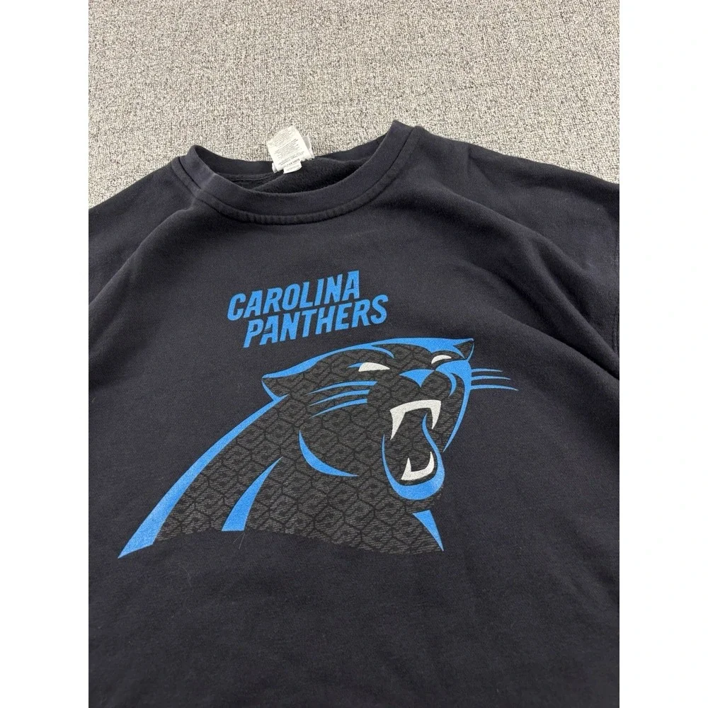 Vintage Carolina Panthers Sweater‎ Mens 2XL Black Crewneck Faded Pullover Y2K